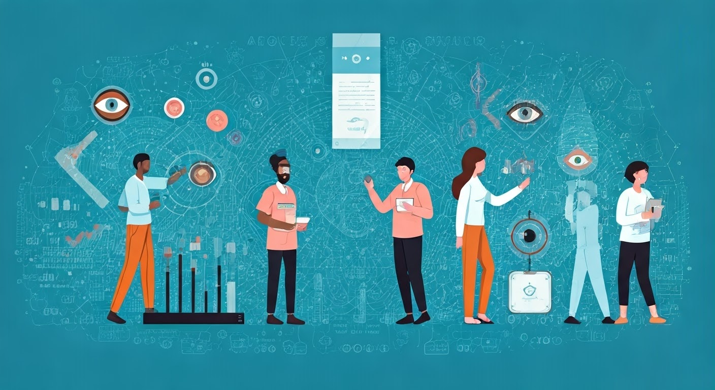 Diverse individuals focusing on eye care